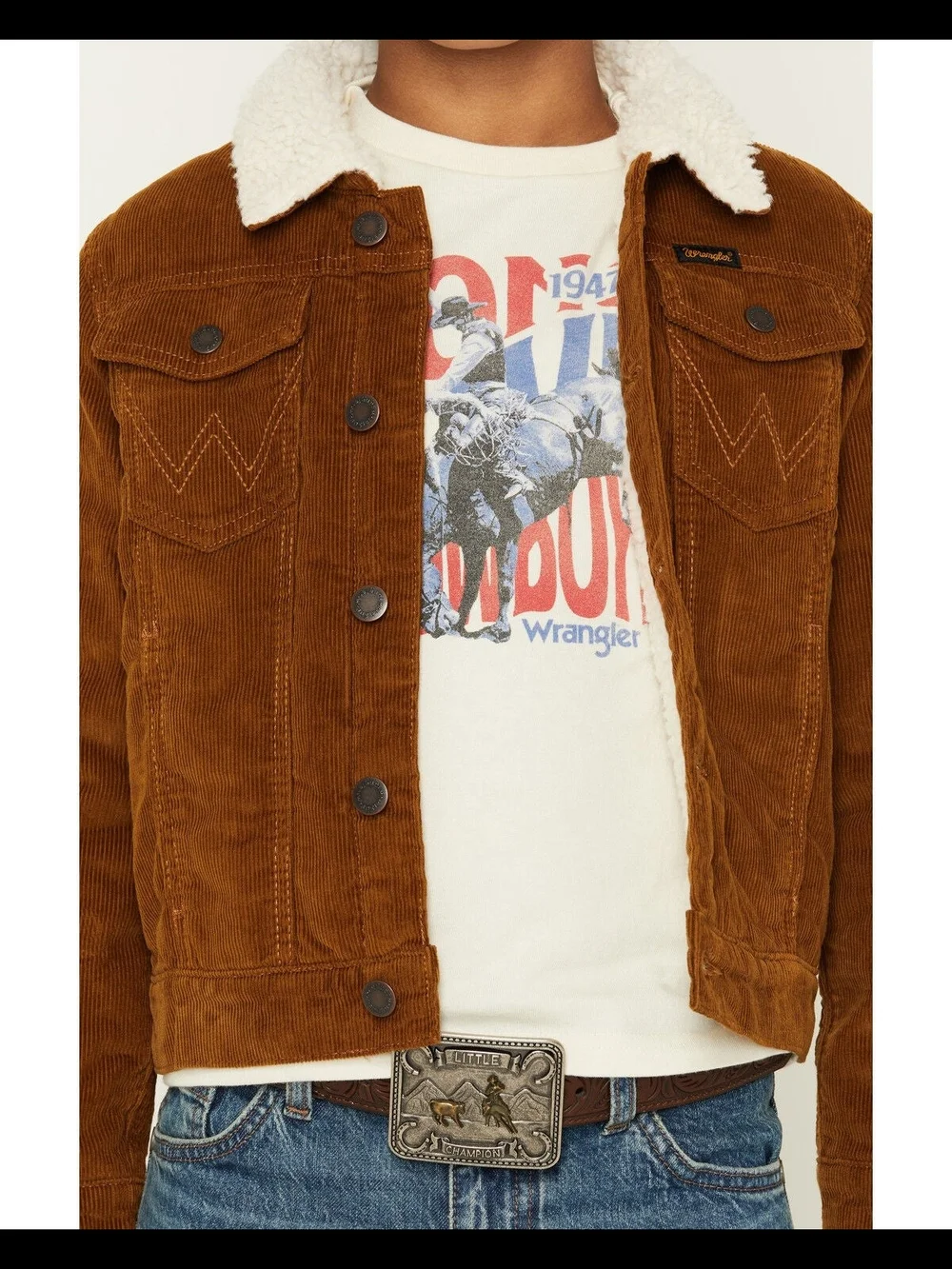 Wrangler Boys' Corduroy Sherpa Lined Button-Down Jacket